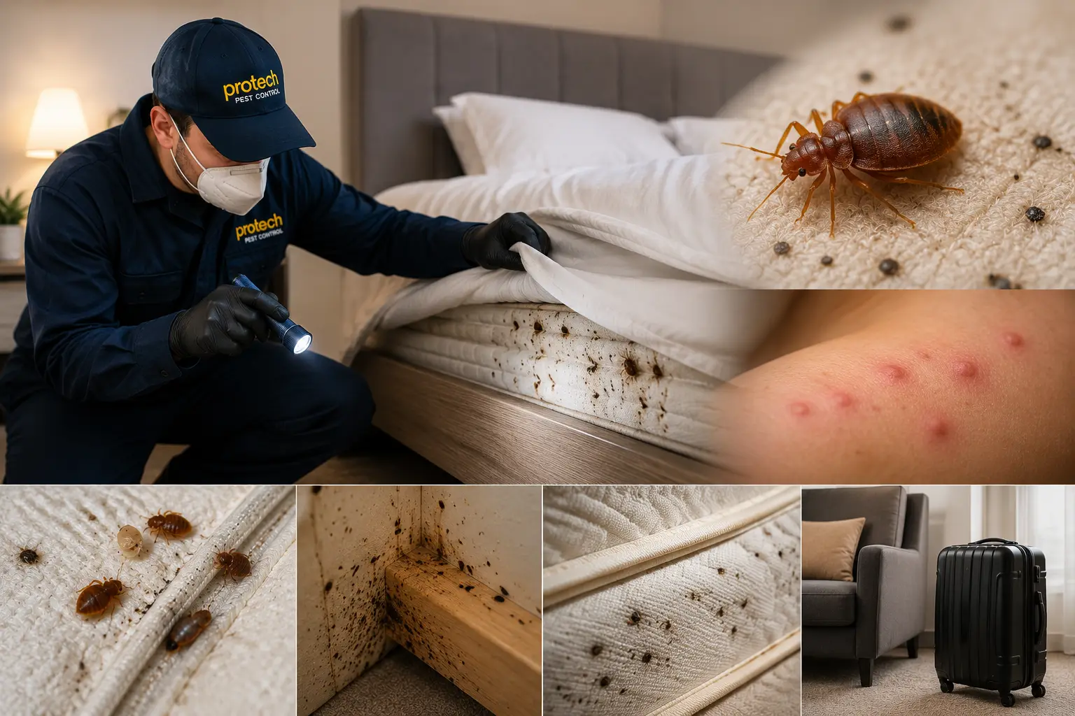 Protech technician carrying out professional bed bug treatment in a Melbourne home
