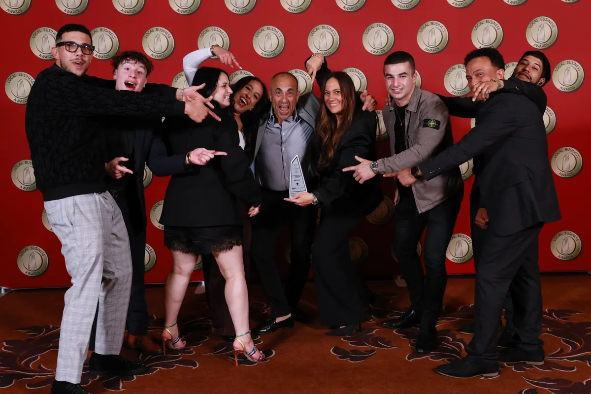 The Protech Pest Control team celebrating with the winner trophy at the 2026 North West Melbourne Local Business Awards